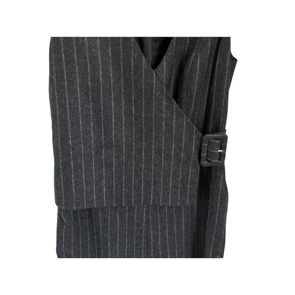 SUISTUDIO Wool Jumper Charcoal Gray Wool Stripes Lined Wide Leg - Picture 6 of 15